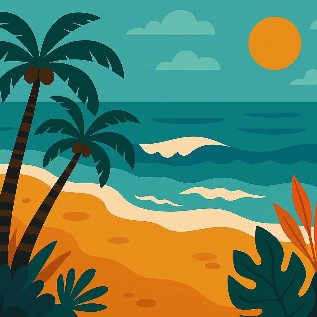 graphic representing a tropical beach